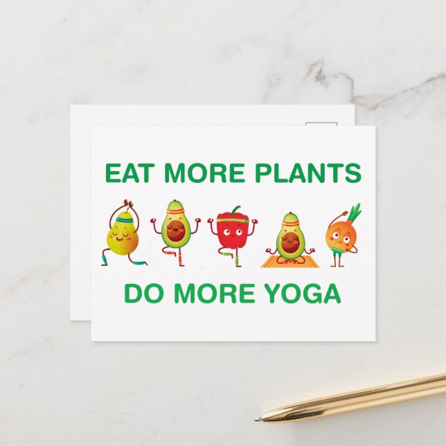 Eat More Plants Do more Yoga Postcard (Front/Back In Situ)