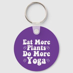 Eat More Plants Do More Yoga Saying Novelty Heart Key Ring