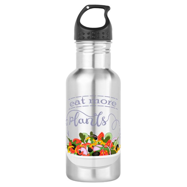 Eat more plants fresh salad motivation lettering 532 ml water bottle (Front)