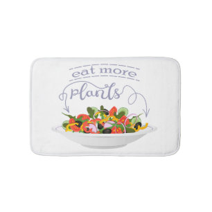 Eat more plants fresh salad motivation lettering bath mat