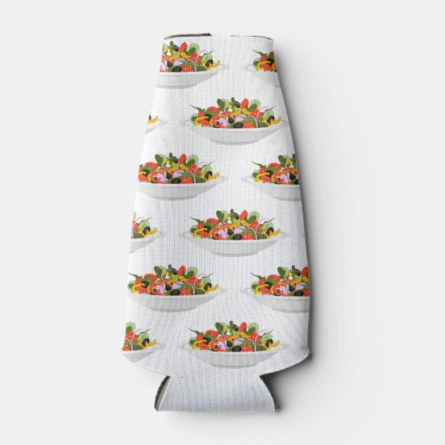 Eat more plants fresh salad motivation lettering bottle cooler (Front)