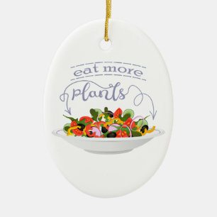 Eat more plants fresh salad motivation lettering ceramic tree decoration