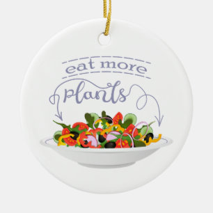 Eat more plants fresh salad motivation lettering ceramic tree decoration