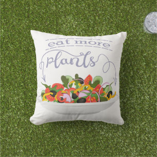 Eat more plants fresh salad motivation lettering cushion