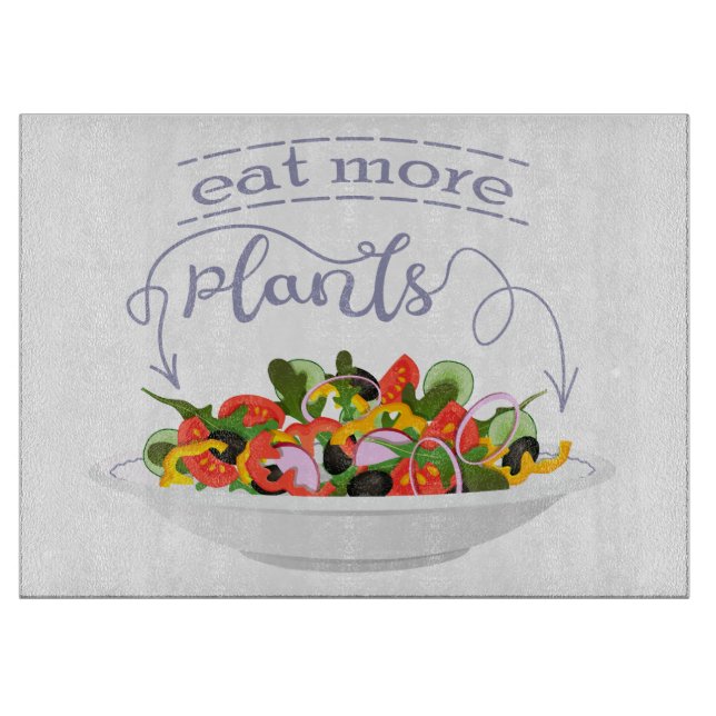 Eat more plants fresh salad motivation lettering cutting board (Front)