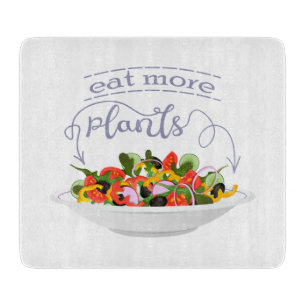 Eat more plants fresh salad motivation lettering cutting board
