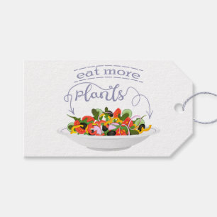 Eat more plants fresh salad motivation lettering gift tags