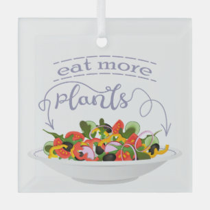 Eat more plants fresh salad motivation lettering glass tree decoration