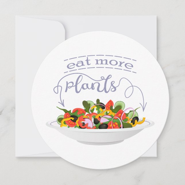 Eat more plants fresh salad motivation lettering holiday card (Front)