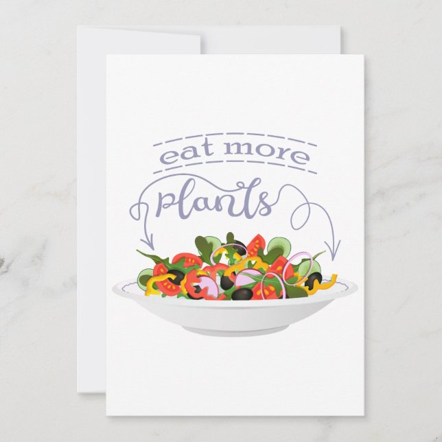 Eat more plants fresh salad motivation lettering invitation (Front)