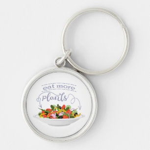 Eat more plants fresh salad motivation lettering key ring