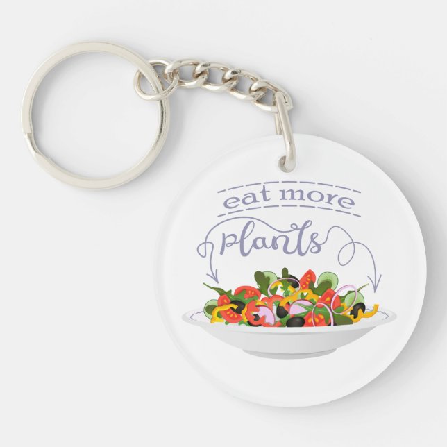 Eat more plants fresh salad motivation lettering key ring (Front)