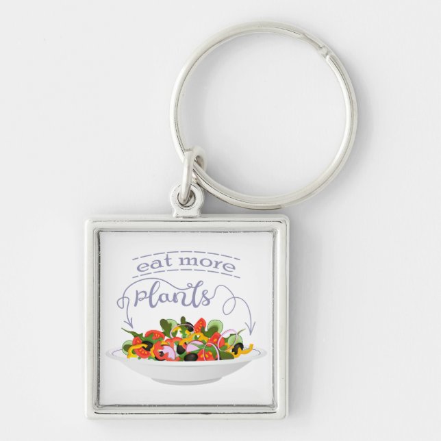Eat more plants fresh salad motivation lettering key ring (Front)
