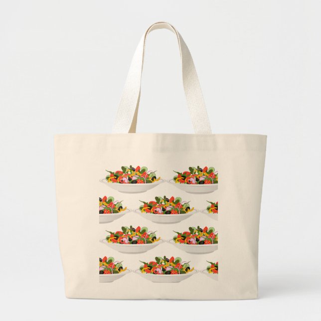 Eat more plants fresh salad motivation lettering large tote bag (Front)
