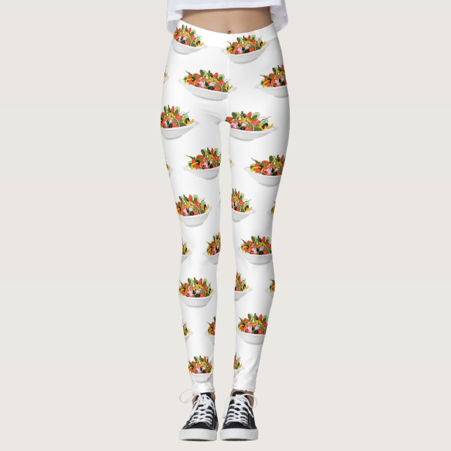 Eat more plants fresh salad motivation lettering leggings (Front)