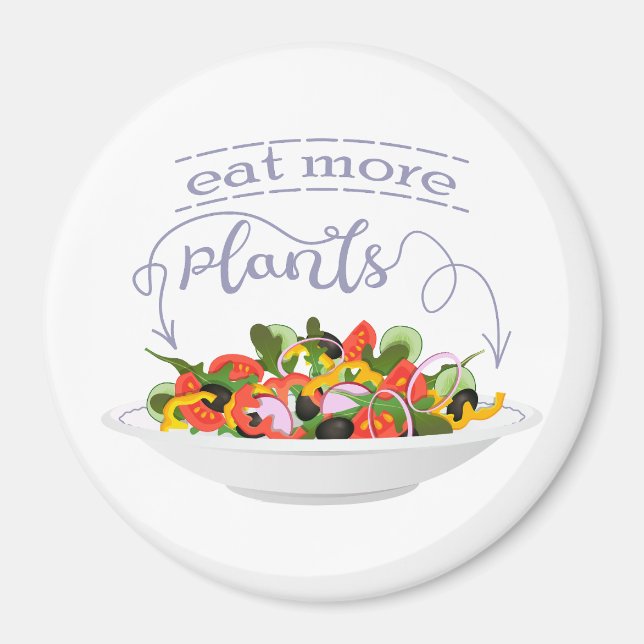 Eat more plants fresh salad motivation lettering magnet (Front)
