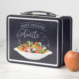 Eat more plants fresh salad motivation lettering metal lunch box