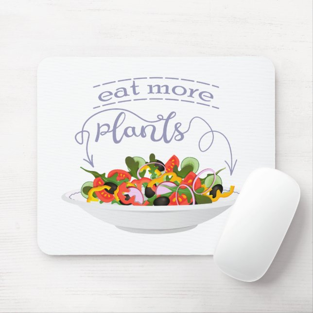 Eat more plants fresh salad motivation lettering mouse mat (With Mouse)