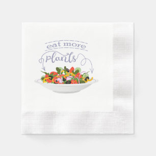 Eat more plants fresh salad motivation lettering napkin