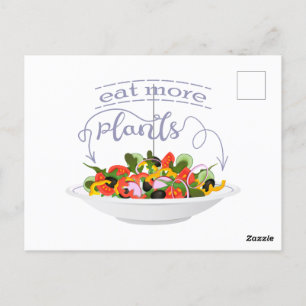 Eat more plants fresh salad motivation lettering postcard