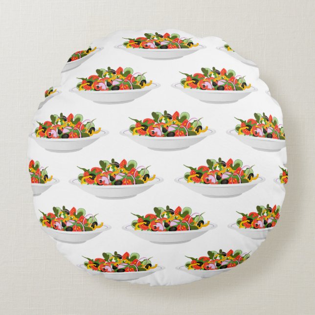 Eat more plants fresh salad motivation lettering round cushion (Front)
