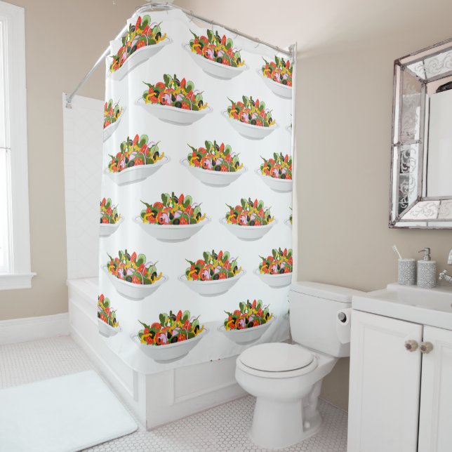 Eat more plants fresh salad motivation lettering shower curtain (In Situ)