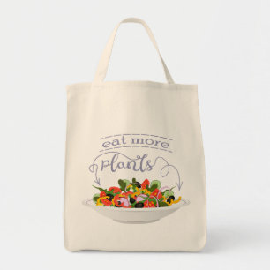 Eat more plants fresh salad motivation lettering tote bag