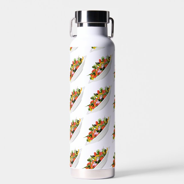Eat more plants fresh salad motivation lettering water bottle (Front)