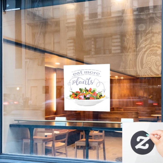 Eat more plants fresh salad motivation lettering window cling (Cafe Window)