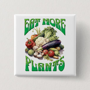 Eat More Plants Vegetarian 15 Cm Square Badge