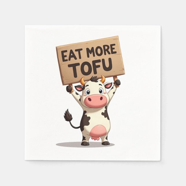 Eat More Tofu – Cow Protest Napkin (Front)