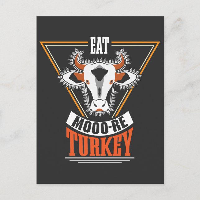 Eat More Turkey Thanksgiving Holiday Cow Postcard (Front)
