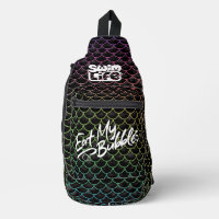 "Eat My Bubbles" Black/Rainbow scales Swim Life