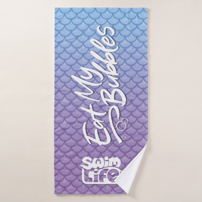 "Eat My Bubbles" Blue/Purple scales Swim Life Bath Towel (Bath Towel)