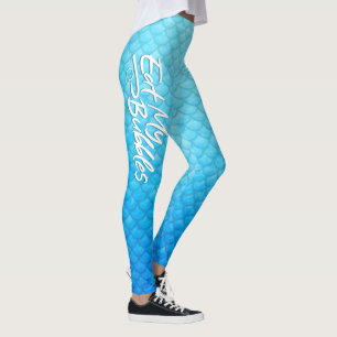 "Eat My Bubbles" Blue scales Swim Life Leggings