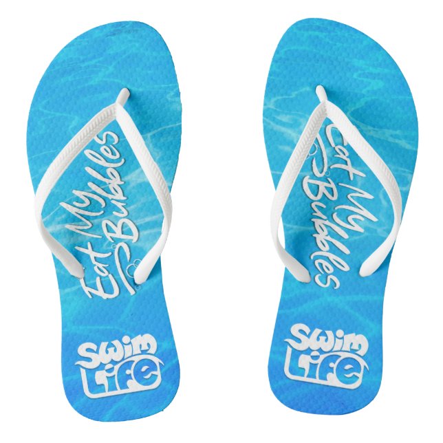 "Eat My Bubbles" Cool Pool colour Swim Life Flip Flops (Footbed)