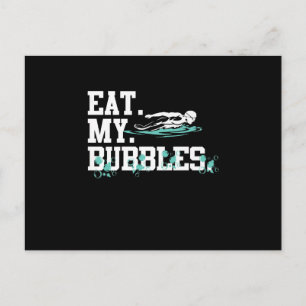 Eat My Bubbles Funny Swimming Gift Swim Design Announcement Postcard