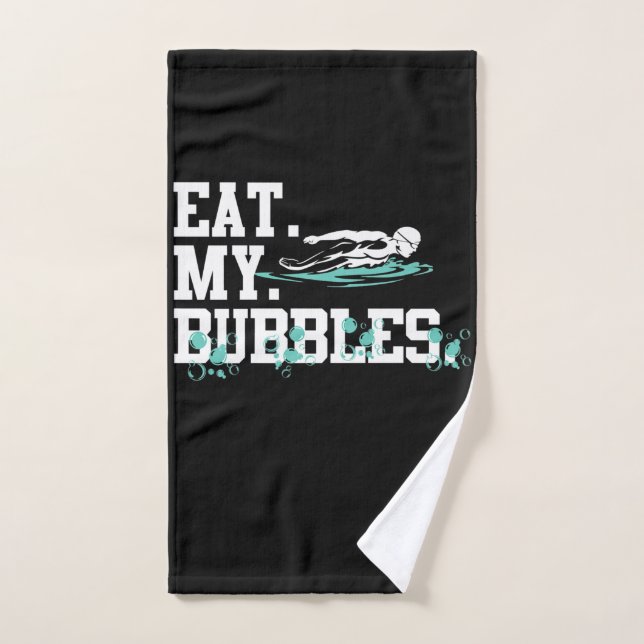 Eat My Bubbles Funny Swimming Gift  Swim Design Hand Towel (Hand Towel)