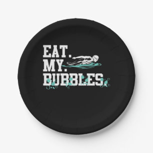 Eat My Bubbles Funny Swimming Gift Swim Design Paper Plate