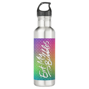 "Eat My Bubbles" Rainbow scales Swim Life 710 Ml Water Bottle