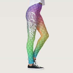 "Eat My Bubbles" Rainbow scales Swim Life Leggings