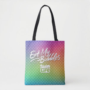 "Eat My Bubbles" Rainbow scales Swim Life Tote Bag