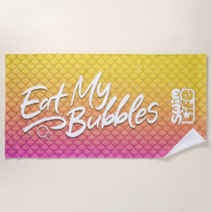 "Eat My Bubbles" Swim Life Yellow/Pink Scales Beach Towel
