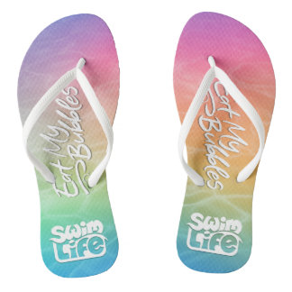 "Eat My Bubbles" Unicorn Bathwater colour Swim Lif Flip Flops