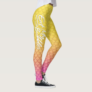 "Eat My Bubbles" Yellow/Pink scales Swim Life Leggings