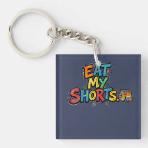 Eat My Shorts, Retro Quote T-Shirt Key Ring