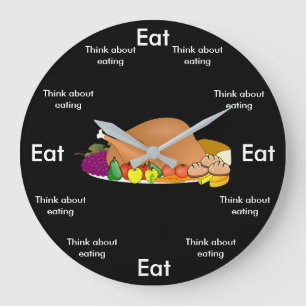 Eat O'Clock Round  Black(Large) Wall Clock