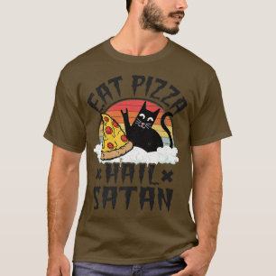 Eat Pizza Hail Satan Cat Kids Punk Rock Band Death T-Shirt