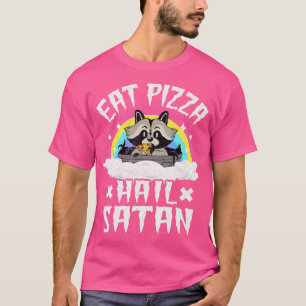 Eat Pizza Hail Satan Racoon Punk Band Death Metal T-Shirt