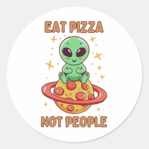 Eat pizza not people classic round sticker